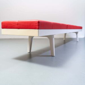Vitra Bench Level 34 Rood Leer - Wit Frame