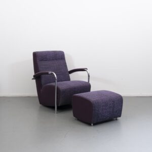 Leolux Scylla hoge rug + bijpassende hocker paars