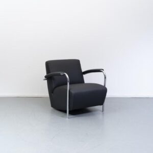 Leolux Scylla Fauteuil Laag Set Zwart Leer - Chroom