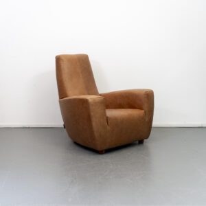 Label Longa Fauteuil Buffaloleder Cognac - Houten Pootjes