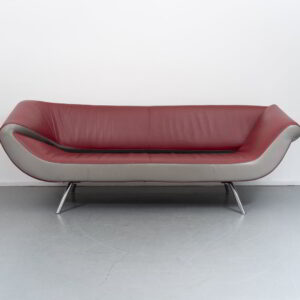 Leolux Arabella 3 Zits bank Rood/Grijs leder
