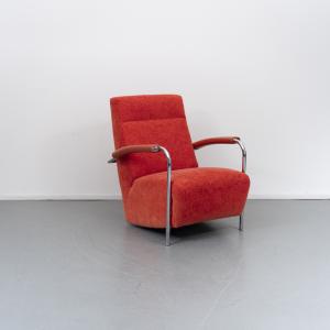 Leolux Scylla Fauteuil Hoog Rood Gemêleerd - Chroom