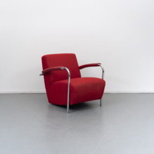 Leolux Scylla fauteuil Laag Rode Stof - Chroom