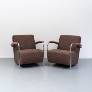 Leolux Scylla fauteuil rood/bruin gemêleerde stof