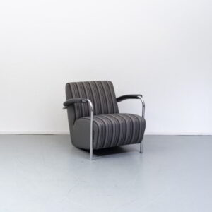 Leolux Scylla Fauteuil Zwart/Grijs Gestreept - Chroom