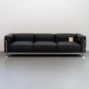 Cassina Le Corbusier LC3 Bank 3-zits Zwart Leer - Chroom