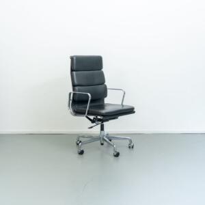 Vitra Eames EA 219 Bureaustoel Softpad Zwart Leer - Chroom