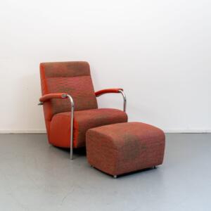 Leolux Scylla oranje/rood gemêleerd + hocker