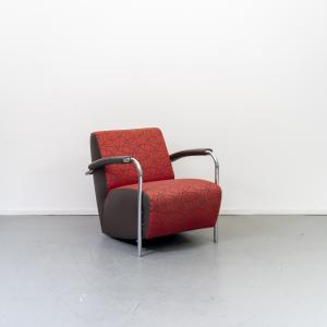 Leolux Scylla Fauteuil Laag Rood/Bruin - Rondjesmotief