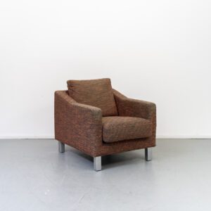 Leolux Antonia Fauteuil Rood/Bruin Gemêleerde Stof - Aluminium