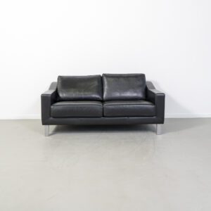 Leolux Antonia Bank 2,5-zits/180cm Zwart Leer - Gepolijst