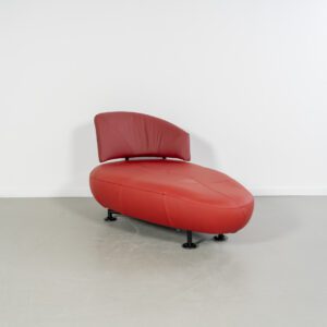 Leolux Kikko Chaise Longue Rood Leer - Zwart Frame