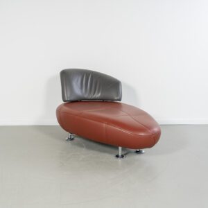 Leolux Kikko Chaise Longue Links Rood/Antraciet - Chroom
