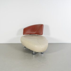Leolux Kikko Chaise Longue Crème/Kastanje - Chroom