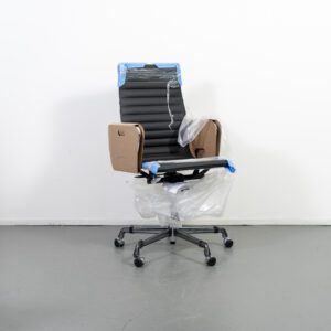 Vitra Eames EA 119 Bureaustoel Zwart Leer - Chroom