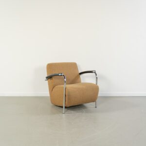 Leolux Scylla Fauteuil Laag Zand/Oranje Stof - Chroom