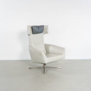Leolux Elixir Fauteuil Lichtgrijs Leer - Gepolijst