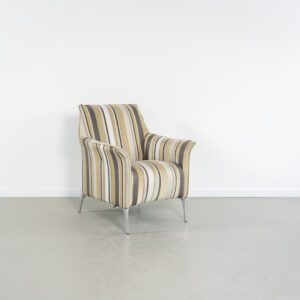 Leolux Mayuro Fauteuil Grijs/Wit/Beige Stof - Gestreept