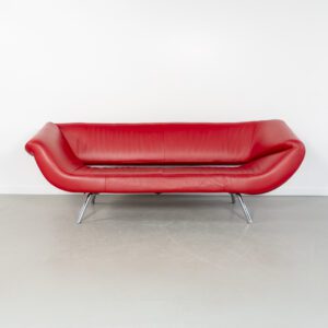 Leolux Arabella 3-zits/220cm Bank Rood Leer - Chroom