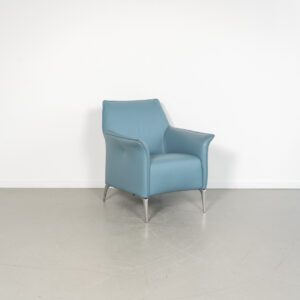Leolux Mayuro Fauteuil Lichtblauw Leer - Chroom
