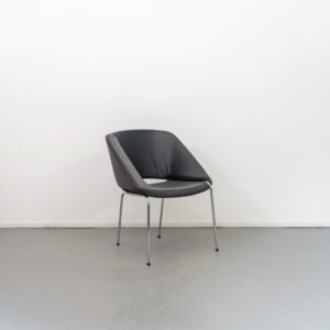 Leolux Mobius Stoel Antraciet/Zwart Leer - Chroom