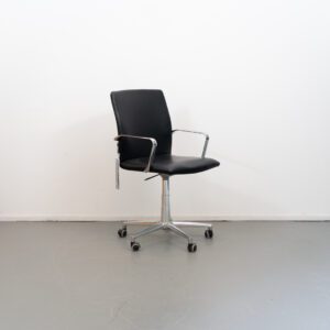 Polflex bureaustoel Zwart Leer chroom