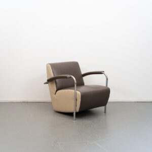 Leolux Scylla Fauteuil Laag Licht- en Donkerbruin - Leer