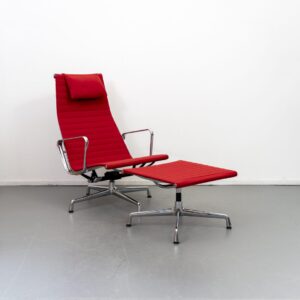 Vitra Eames EA 125 Voetenbank Rood Hopsak - Chroom
