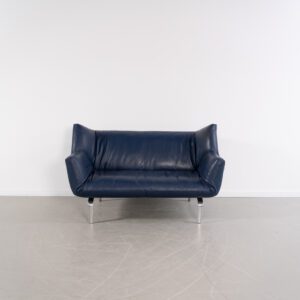 Leolux Devon 2-zits/162cm Bank Blauw Leer - Gepolijst