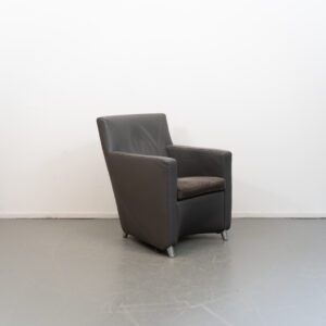 Leolux Dolcinea Fauteuil Donkergrijs Leer - Aluminium