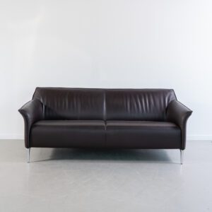 Leolux Mayon Bank 3-zits/198cm Donkerbruin Leer - Staal
