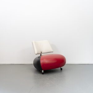 Leolux Pallone Fauteuil Rood/Zwart/Wit Leer - Chroom