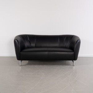 Leolux Pupilla 2-zits/183cm Bank Zwart Leer - Gepolijst