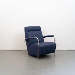 Leolux Scylla Fauteuil Hoog Blauw Stof - Rondjesmotief