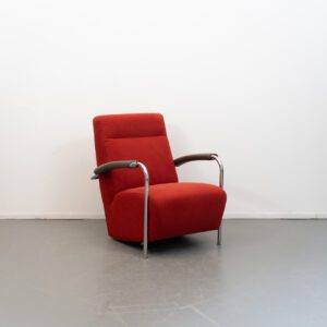Leolux Scylla Fauteuil Hoog Rood Stof - Chroom