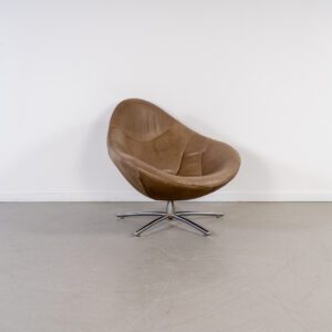 Label Hidde Fauteuil Bruin Leer - Chroom