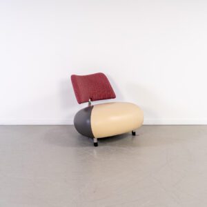Leolux Pallone Fauteuil Wit/Grijs Leer + Roze Stof - Chroom