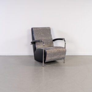 Leolux Scylla Fauteuil Hoog + Hocker Grijs Gemêleerd Stof