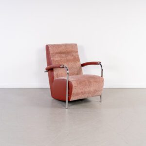 Leolux Scylla Fauteuil Hoog Roestbruin Gemêleerd + Leer