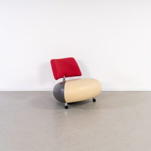 Leolux Pallone Fauteuil Wit/Grijs/Rood - Chroom