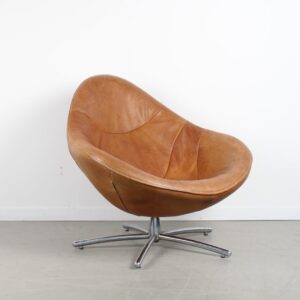 Label Hidde Fauteuil Cognac Leer - Zwart
