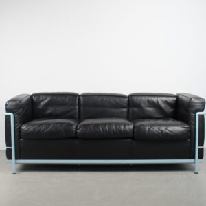 Cassina Le Corbusier  LC2 bank 3-zits Zwart leer Blauw frame