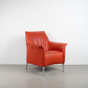 Leolux Mayuro Fauteuil Oranje Leer – Chroom