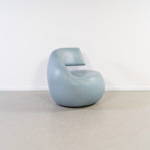 Leolux Gisa Fauteuil Draaibaar Lichtblauw – Leer