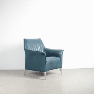 Leolux Mayuro Fauteuil Turquoise Leer – Chroom