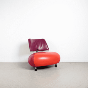 Leolux Pallone Fauteuil Rood/Paars Leer – Chroom