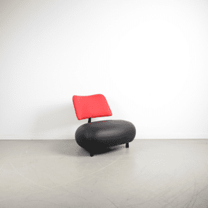 Leolux Pallone Fauteuil Zwart/Rood Leer – Zwart