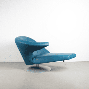 Leolux Parabolica Fauteuil Senso Teal Leer – Aluminium
