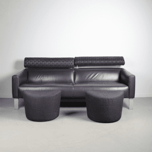 Leolux Patachou Bank + Hocker Paars Leer