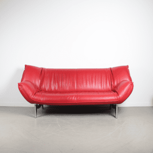 ACTIE!! Leolux Tango 3-zits/223cm Bank Rood Leer – Chroom